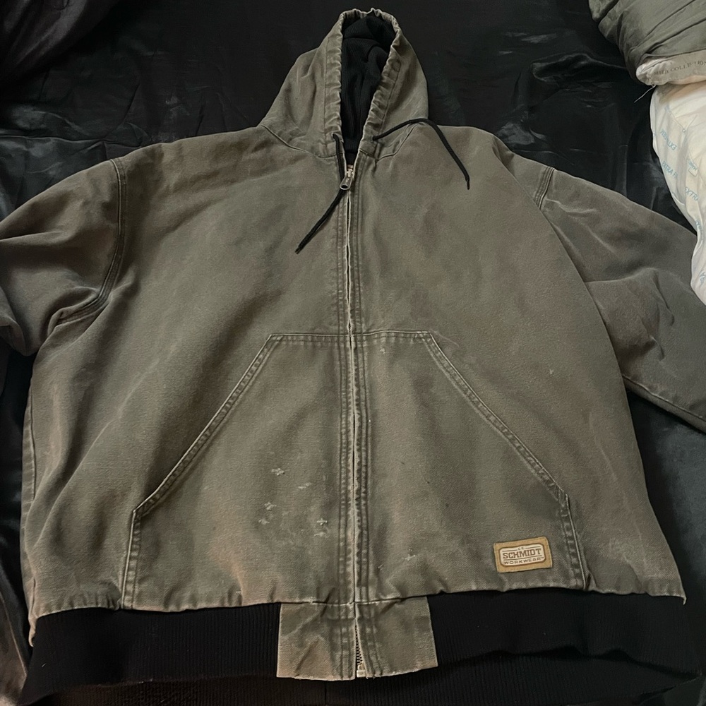 Green and black work jacket